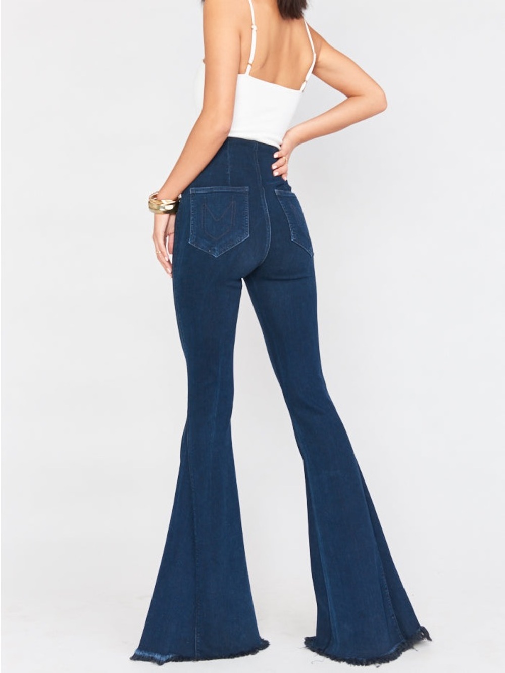SHOW ME YOUR MUMU High-Rise Stretch Flare Jeans THUNDER Dark Blue SMALL